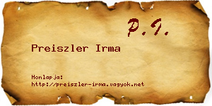 Preiszler Irma névjegykártya